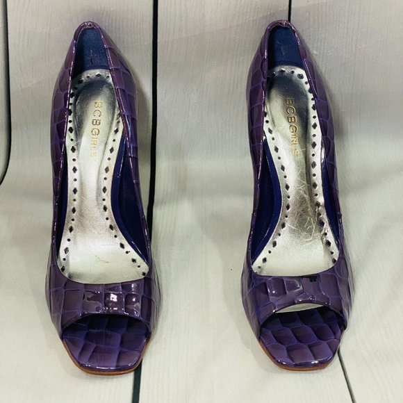 BCBG Girls Purple Lavender Croc Pattern Heels 7.5 - Picture 2 of 6